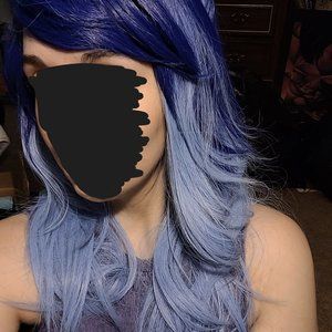 Blue Ombre Heat Resistant Wig w/ Fringe Bangs Anime Scene Emo Cosplay Y2K